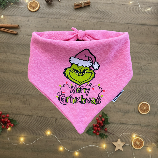 Bandana Navidad Merry Grinchmas Rosada